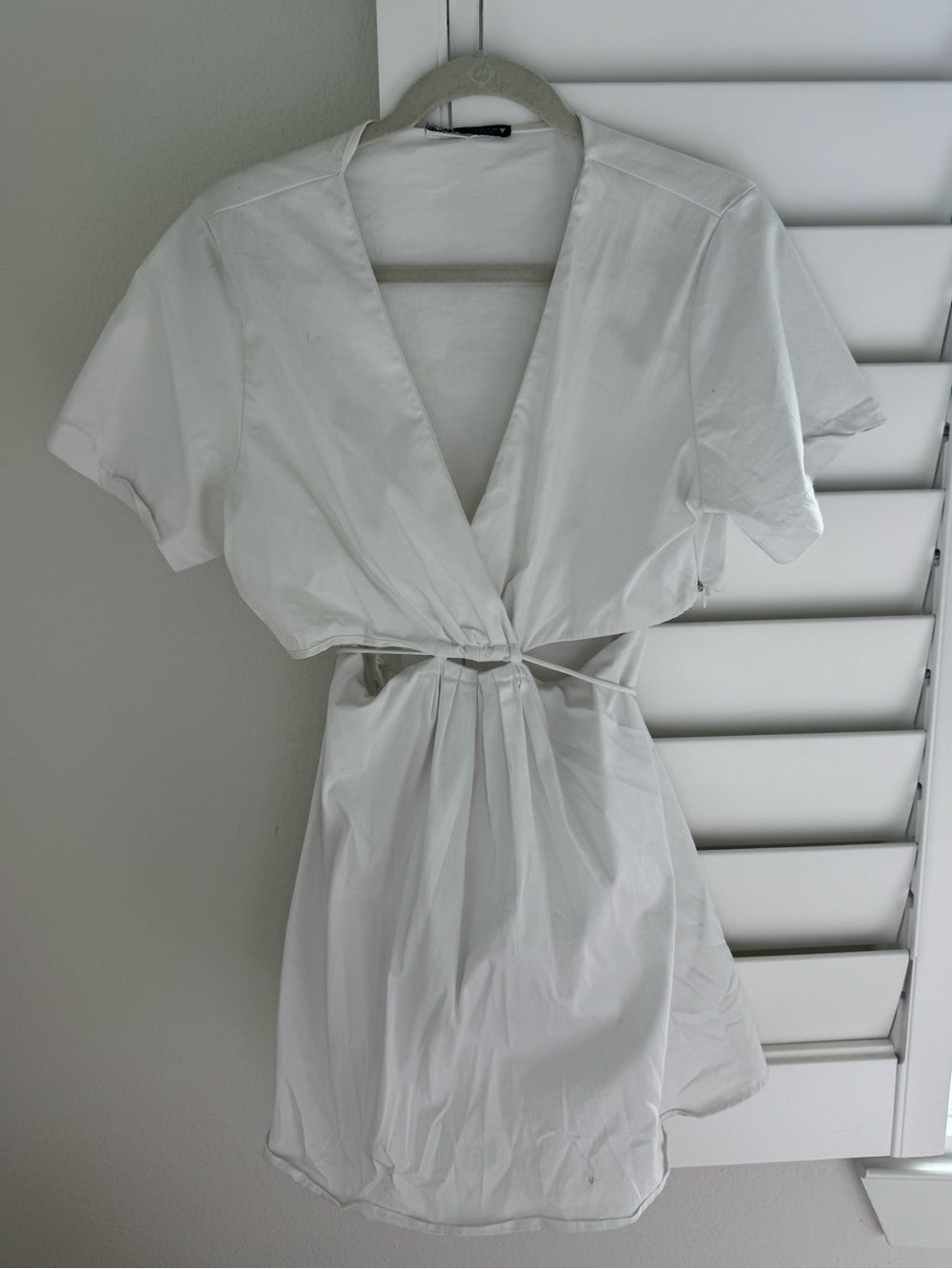 Zara White Mini Dress with Deep V